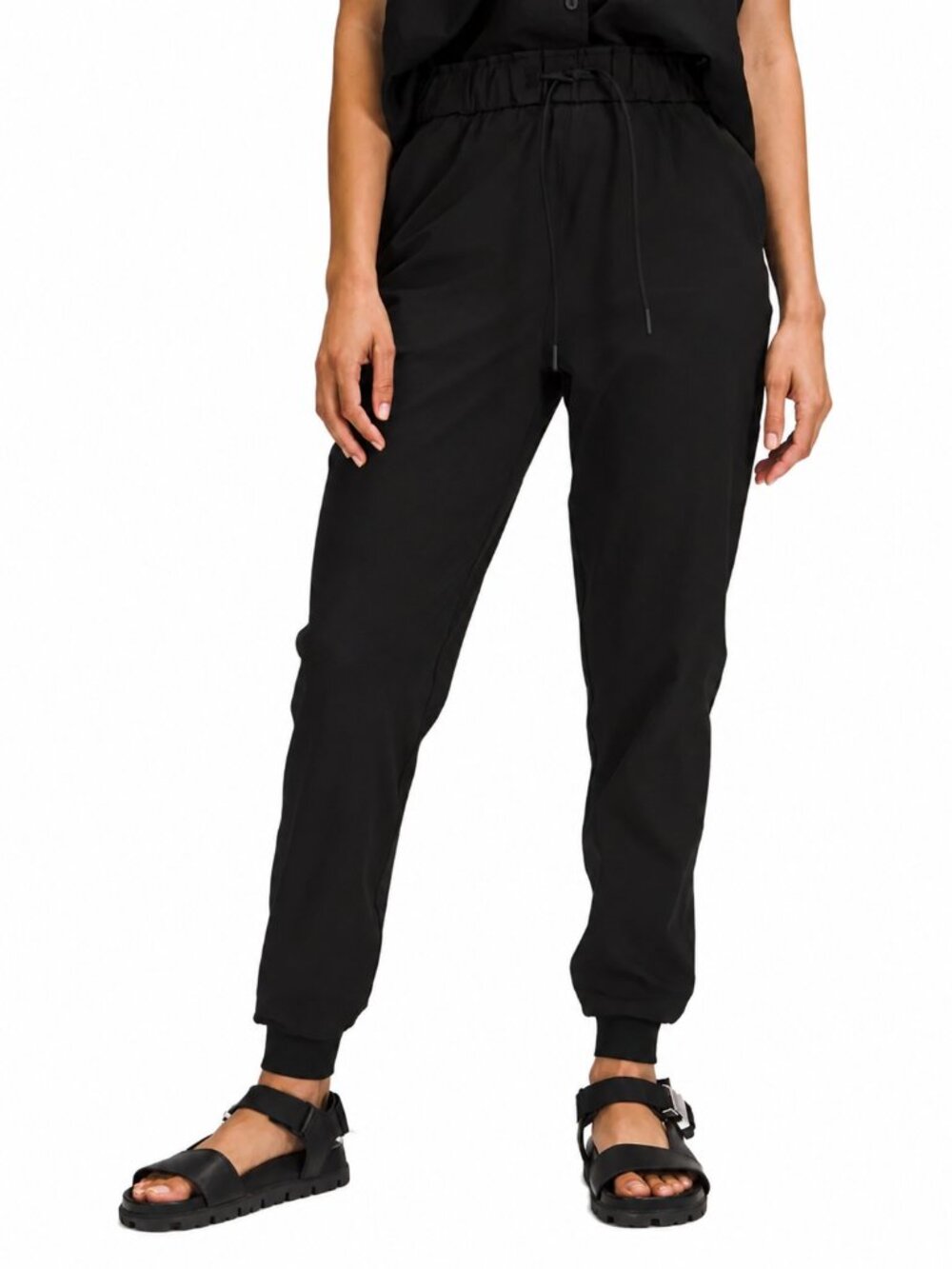 LULULEMON Stretch High-Rise 28" Joggers Black Sz 14 Luxtreme Pull-On Athleisure